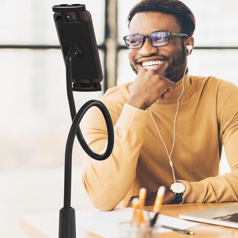 حامل هاتف خلوي قابل للتعديل من LEVO - حامل هاتف معقوفة مع ذراع طويل مرن - حامل هاتف ذكي بدون استخدام اليدين للمكتب، والسرير، واللوح الأمامي، ومنضدة المطبخ، والقارب، وRV والمزيد in Kuwait