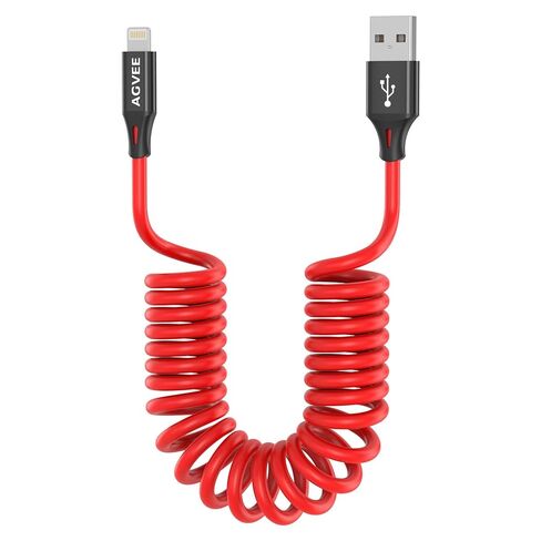 كابل شحن AGVEE قصير ملفوف USB-C إلى Lightning بطول 3 أقدام [معتمد من MFI] سلك شاحن سريع 30 وات PD في السيارة لهاتف iPhone 14/13/12/11/XS/8/7/6/5 CarPlay، iPad، iPod، أسود in Kuwait