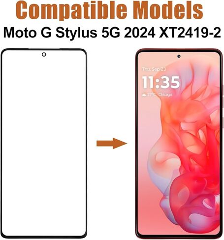 لوحة زجاجية أمامية مقاس 6.7 بوصة لهاتف Motorola Moto G Stylus 5G 2024، استبدال شاشة زجاج العدسة الخارجية الأمامية مع مجموعة أدوات إصلاح OCA - لا توجد شاشة LCD ومحول رقمي يعمل باللمس in Kuwait