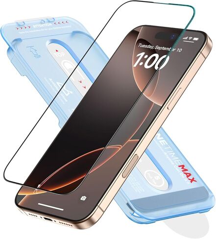 واقي شاشة FLOLAB NanoArmour ONETIME PRO لهاتف iPhone 16 Pro Max، مضاد للانعكاس، PolarSpectra مضاد لقوس قزح، زجاج مقسى ثلاثي الأبعاد، حافة معززة، سهل التركيب، خالي من الغبار، مقاوم للخدش in Kuwait