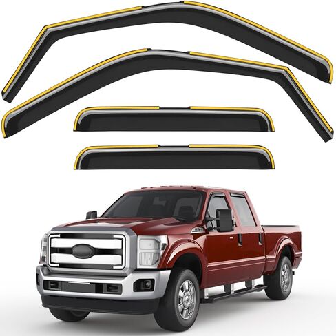 حراس المطر نافذة داخل القناة متوافقون مع Ford F150 2015-2020 Supercrew/Ford F250-F550 2017-2025 Vense Window Windows Flights Driend Flightors Vents Days Accessories-4 PCS in Kuwait