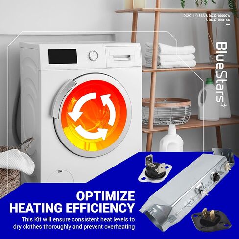 [UPGRADED] Ultra Durable DC97-14486A & DC32-00007A & DC47-00016A Dryer Heating Element Replacement Kit by BlueStars - Exact Fit For Samsung & Kenmore Dryers in Saudi Arabia