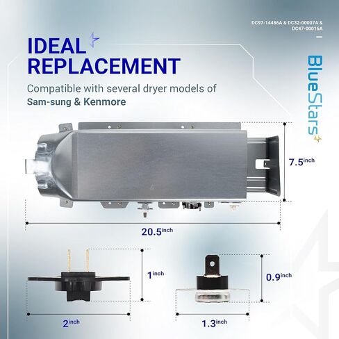[UPGRADED] Ultra Durable DC97-14486A & DC32-00007A & DC47-00016A Dryer Heating Element Replacement Kit by BlueStars - Exact Fit For Samsung & Kenmore Dryers in Saudi Arabia