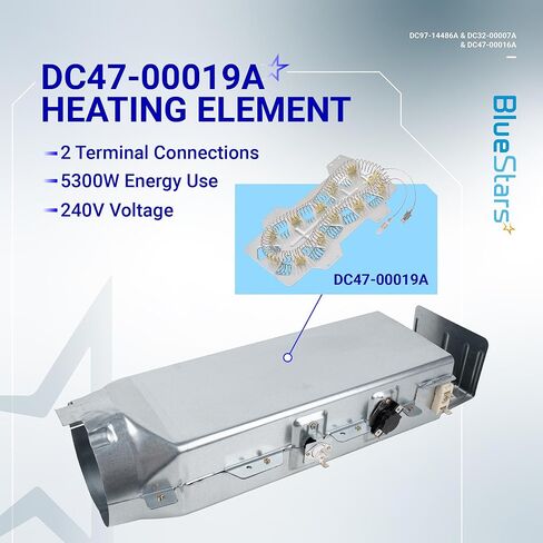 [UPGRADED] Ultra Durable DC97-14486A & DC32-00007A & DC47-00016A Dryer Heating Element Replacement Kit by BlueStars - Exact Fit For Samsung & Kenmore Dryers in Saudi Arabia