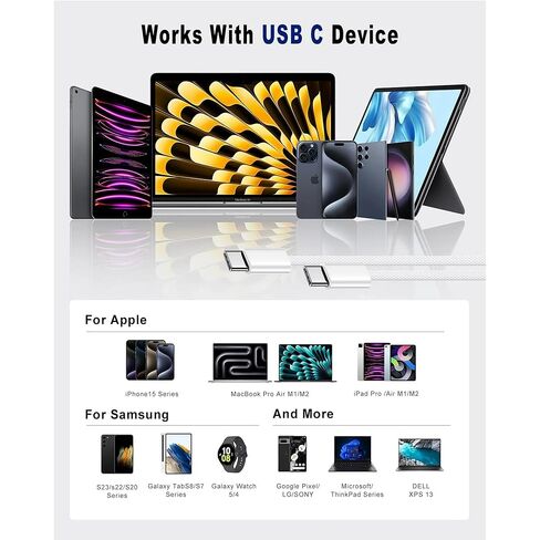 كابل USB C إلى USB C بطول 3أقدام، قطعتان، سلك شاحن iPhone 17 16 15 مجدول من النايلون بقدرة 66 وات، شاحن سريع من النوع C، كابل USBC إلى USBC لهاتف iPhone 15 16 Pro Plus Pro Max/iPad Pro/Air in Kuwait