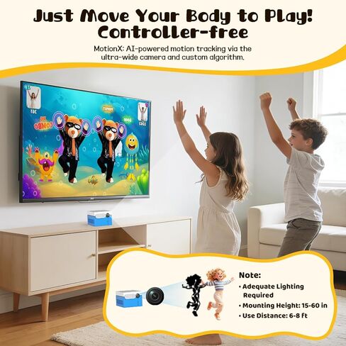 وحدة تحكم ألعاب Motion TV، بدون اشتراك، نظام اللعب النشط للأطفال والعائلات، 39 لعبة فيديو للتوصيل والتشغيل للعب الجسدي الداخلي، متعة عائلية تفاعلية، ليالي الألعاب، الحفلات ومواعيد اللعب in Kuwait