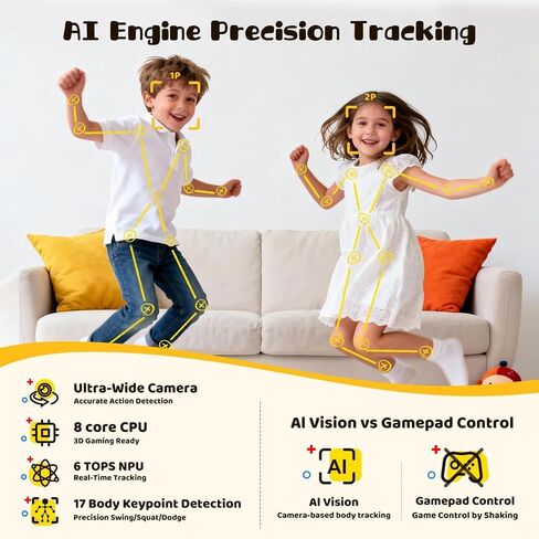 وحدة تحكم ألعاب Motion TV، بدون اشتراك، نظام اللعب النشط للأطفال والعائلات، 39 لعبة فيديو للتوصيل والتشغيل للعب الجسدي الداخلي، متعة عائلية تفاعلية، ليالي الألعاب، الحفلات ومواعيد اللعب in Kuwait