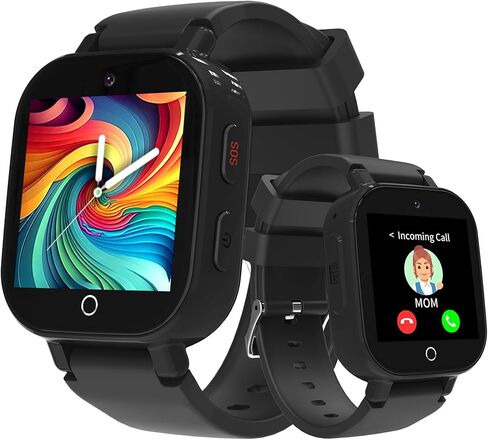 Phyulls 4G Kids Smart Watch Boys مع جهاز تعقب GPS ومكالمات الفيديو، مقاوم للماء بمفتاح واحد SOS مكالمة صوتية كاميرا إنذار رياضية عداد الخطى GPS ساعة تعقب للأولاد من سن 4 إلى 12 عامًا in Kuwait