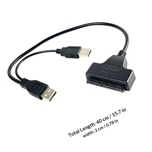 TEHAUX 2 قطعة كابل محرك الأقراص الصلبة Serial Ata مقاس 2.5 بوصة USB إلى محول Serial Ata سلك محول القرص الصلب الخارجي لنقل بيانات الكمبيوتر المحمول مع مصدر طاقة USB in Kuwait
