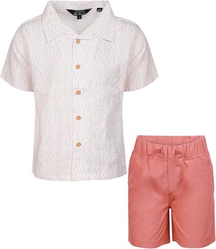 طقم شورت للأولاد من Ben Sherman Clothing مكون من قطعتين من الكتان مع قميص وسروال قصير بأزرار سفلية - للأطفال والرضع والأولاد الكبار (12M-14) in Kuwait