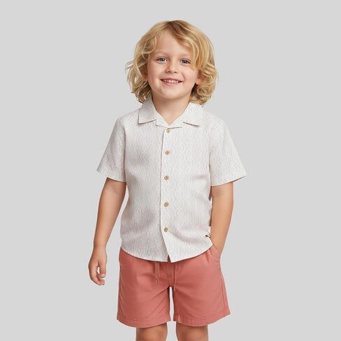 طقم شورت للأولاد من Ben Sherman Clothing مكون من قطعتين من الكتان مع قميص وسروال قصير بأزرار سفلية - للأطفال والرضع والأولاد الكبار (12M-14) in Kuwait