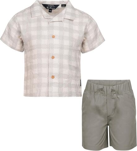 طقم شورت للأولاد من Ben Sherman Clothing مكون من قطعتين من الكتان مع قميص وسروال قصير بأزرار سفلية - للأطفال والرضع والأولاد الكبار (12M-14) in Kuwait
