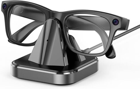 قاعدة شحن لنظارات Ray-Ban Meta الذكية، حامل شاحن محمول متوافق مع Wayfarer، Headliner، Skyler، HSTN، محطة شحن للسفر مع مؤشر LED، سبيكة مع قاعدة مرجحة غير قابلة للانزلاق in Kuwait