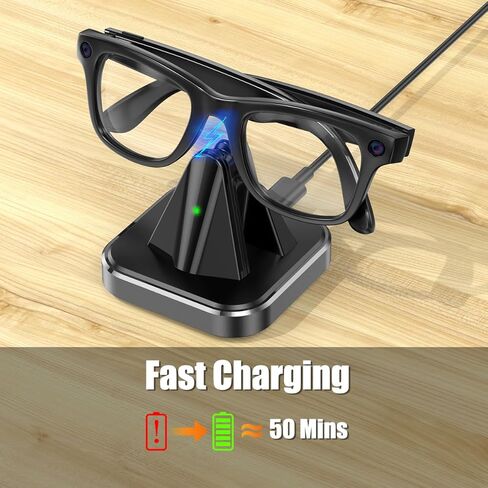 قاعدة شحن لنظارات Ray-Ban Meta الذكية، حامل شاحن محمول متوافق مع Wayfarer، Headliner، Skyler، HSTN، محطة شحن للسفر مع مؤشر LED، سبيكة مع قاعدة مرجحة غير قابلة للانزلاق in Kuwait
