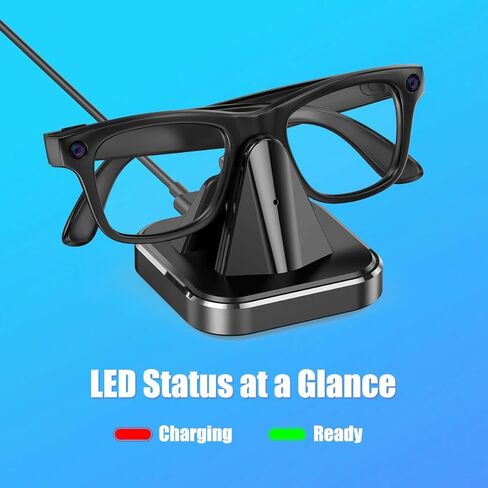 قاعدة شحن لنظارات Ray-Ban Meta الذكية، حامل شاحن محمول متوافق مع Wayfarer، Headliner، Skyler، HSTN، محطة شحن للسفر مع مؤشر LED، سبيكة مع قاعدة مرجحة غير قابلة للانزلاق in Kuwait