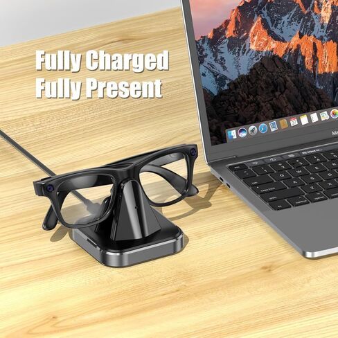 قاعدة شحن لنظارات Ray-Ban Meta الذكية، حامل شاحن محمول متوافق مع Wayfarer، Headliner، Skyler، HSTN، محطة شحن للسفر مع مؤشر LED، سبيكة مع قاعدة مرجحة غير قابلة للانزلاق in Kuwait