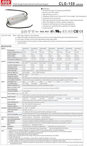 [PowerNex] مصدر طاقة LED أحادي الإخراج CLG-150-48B 48V 3.2A 153.6W مع PFC in Saudi Arabia