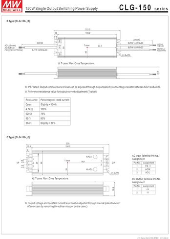[PowerNex] مصدر طاقة LED أحادي الإخراج CLG-150-48B 48V 3.2A 153.6W مع PFC in Saudi Arabia