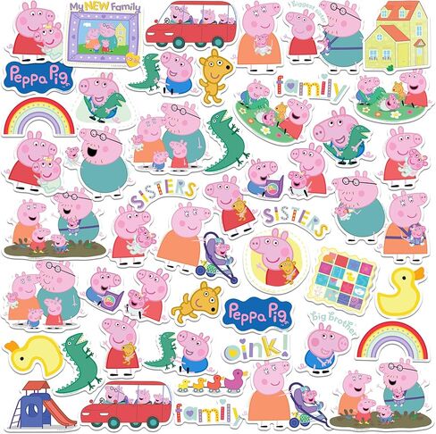 مجموعة متنوعة من الملصقات الفاخرة الكبيرة من الفينيل من Peppa Pig New Family 50 قطعة - ملصقات مقطوعة بالقالب لأجهزة الكمبيوتر المحمول، وزجاجة مياه، وسجل القصاصات، والكمبيوتر اللوحي، داخلي/خارجي in Kuwait