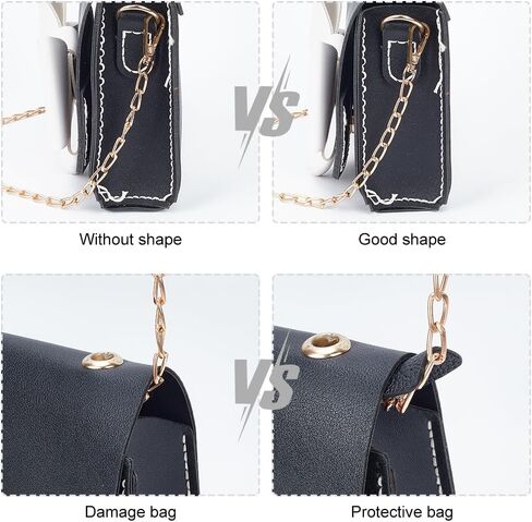 INFUNLY Khaki Leather Base Shaper Set of 4 for Purse WOC, Rectangle Clutch Bag, Bottom Pads, Felt Base Shaper, Saver, Purse Chain Protective Sheet for Wallet on Chain Bags, Handbag in Kuwait