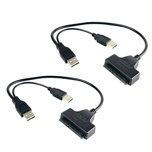 Uonlytech 2 قطعة 2.5 بوصة إلى كابل محول USB سلك بيانات القرص الصلب الخارجي مع مصدر طاقة USB لنقل بيانات SSD للكمبيوتر المحمول وتوصيل محرك الأقراص السهل in Kuwait