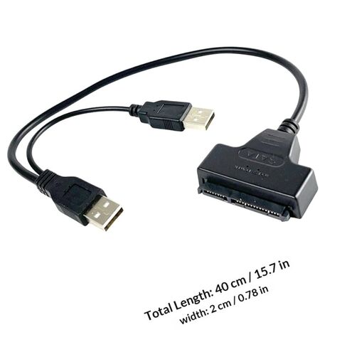 Uonlytech 2 قطعة 2.5 بوصة إلى كابل محول USB سلك بيانات القرص الصلب الخارجي مع مصدر طاقة USB لنقل بيانات SSD للكمبيوتر المحمول وتوصيل محرك الأقراص السهل in Kuwait