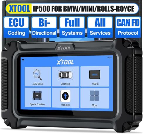 XTOOL IP500 OBD2 Scanner Fit for BMW Full System, ECU Coding Bidirectional Scan Tool with All Reset Services, Battery Registration Tool for BMW/Mini/RR w/CAN FD/Lifetime Free Update in Saudi Arabia