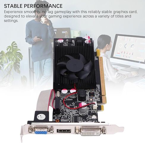 Bewinner GT 610 1GB GDDR3 Low Profile Graphics Card, 1000MHz PCIe 2.0 x16, Silent Cooling Fan, HDMI DVI Outputs, Graphics Card for Basic Gaming Office PC in Saudi Arabia