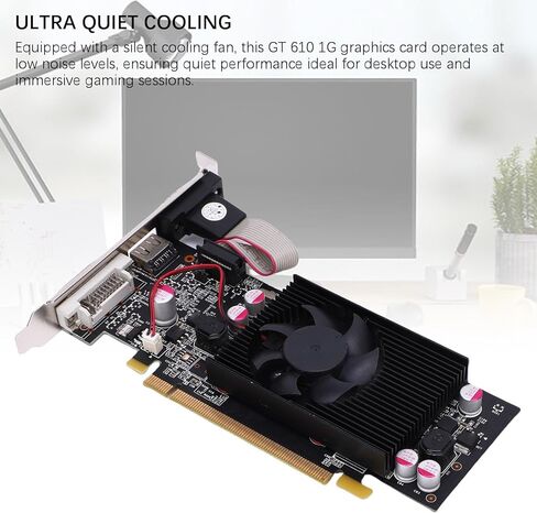 Bewinner GT 610 1GB GDDR3 Low Profile Graphics Card, 1000MHz PCIe 2.0 x16, Silent Cooling Fan, HDMI DVI Outputs, Graphics Card for Basic Gaming Office PC in Saudi Arabia