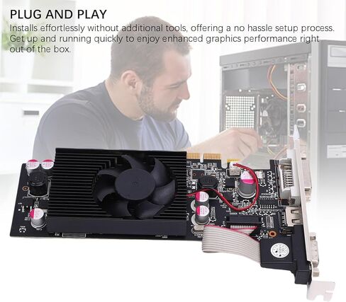 Bewinner GT 610 1GB GDDR3 Low Profile Graphics Card, 1000MHz PCIe 2.0 x16, Silent Cooling Fan, HDMI DVI Outputs, Graphics Card for Basic Gaming Office PC in Saudi Arabia