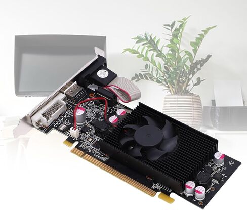 Bewinner GT 610 1GB GDDR3 Low Profile Graphics Card, 1000MHz PCIe 2.0 x16, Silent Cooling Fan, HDMI DVI Outputs, Graphics Card for Basic Gaming Office PC in Saudi Arabia