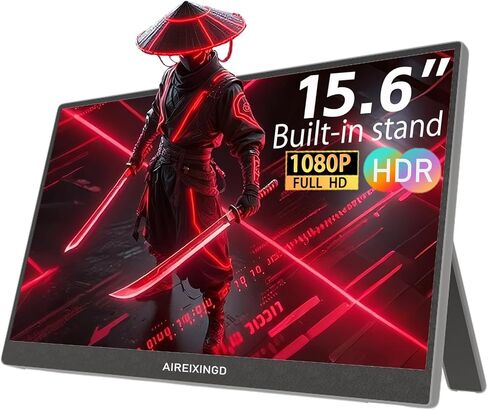 شاشة محمولة 15.6 بوصة 1080 بيكسل FHD IPS، 60 هرتز فائقة النحافة USB/Type-C/Mini HDMI شاشة سفر مع مسند، موسع شاشة لأجهزة الكمبيوتر المحمول، Mac، الهاتف، PS، Xbox، Switch Gaming in Saudi Arabia