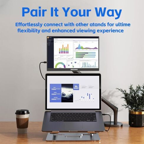 شاشة محمولة 15.6 بوصة 1080 بيكسل FHD IPS، 60 هرتز فائقة النحافة USB/Type-C/Mini HDMI شاشة سفر مع مسند، موسع شاشة لأجهزة الكمبيوتر المحمول، Mac، الهاتف، PS، Xbox، Switch Gaming in Saudi Arabia