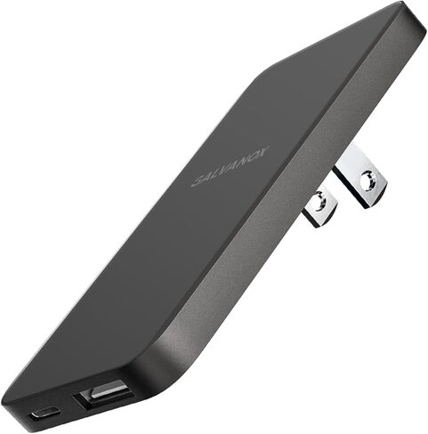 شاحن حائط مسطح USB-C من جالفانوكس، قابس جداري للشحن السريع فائق النحافة (20 وات) لهواتف iPhone وSamsung - منفذ مزدوج (USB-A وUSB نوع C) أسود in Kuwait