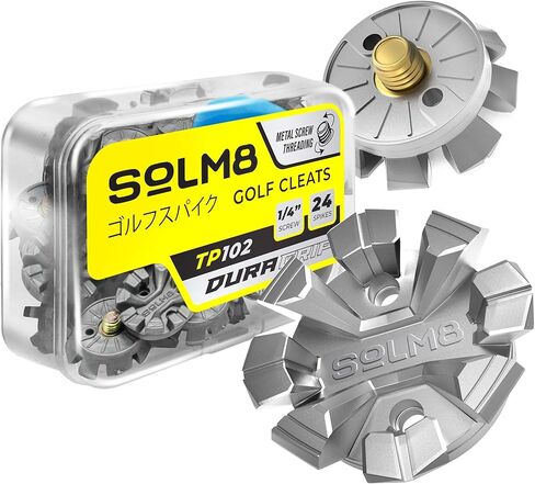 SOLM8 - Screw in Spikes Replacement for Golf Shoes & Cricket Spikes, Easy to Install Metal Threading Screw Size ¼ Inch (23 Count + 1 Spanner) in Saudi Arabia
