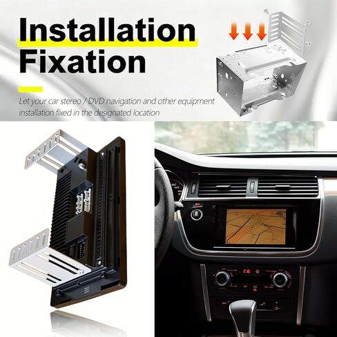 2PCS Car Double DIN Installation Kit with 8PCS Screws,Sturdy Car Double DIN Install Kit with Multiple Long & Short Holes,Practical Cars Doubles DINs Kits Mounting Brackets in Saudi Arabia
