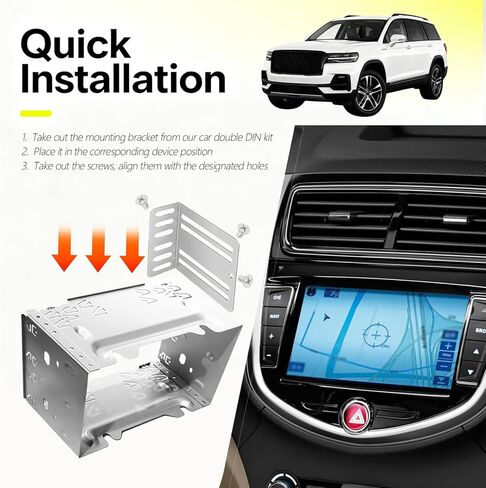 2PCS Car Double DIN Installation Kit with 8PCS Screws,Sturdy Car Double DIN Install Kit with Multiple Long & Short Holes,Practical Cars Doubles DINs Kits Mounting Brackets in Saudi Arabia