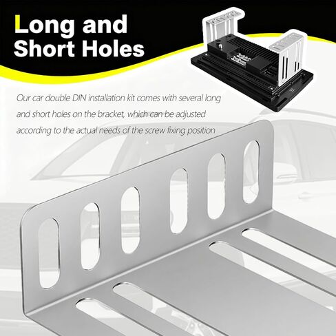 2PCS Car Double DIN Installation Kit with 8PCS Screws,Sturdy Car Double DIN Install Kit with Multiple Long & Short Holes,Practical Cars Doubles DINs Kits Mounting Brackets in Saudi Arabia