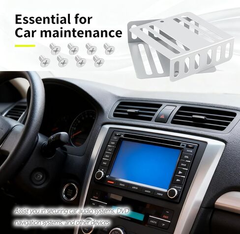 2PCS Car Double DIN Installation Kit with 8PCS Screws,Sturdy Car Double DIN Install Kit with Multiple Long & Short Holes,Practical Cars Doubles DINs Kits Mounting Brackets in Saudi Arabia