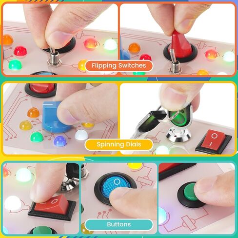 DINOTIME Busy Board، لعبة مونتيسوري التعليمية لعمر 1 2 3 سنوات مع ضوء LED، ألعاب السفر للأطفال الصغار بعمر 1+ سنة in Kuwait