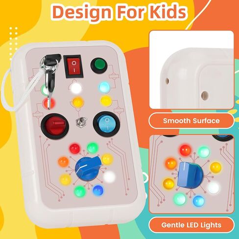 DINOTIME Busy Board، لعبة مونتيسوري التعليمية لعمر 1 2 3 سنوات مع ضوء LED، ألعاب السفر للأطفال الصغار بعمر 1+ سنة in Kuwait