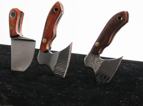 Acxico 3Pcs Mini 440 Stainless Steel Axe Hatchet Pocket Knife Full Tang Wood Handle Gift with Sheath Keyring in Saudi Arabia
