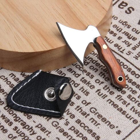 Acxico 3Pcs Mini 440 Stainless Steel Axe Hatchet Pocket Knife Full Tang Wood Handle Gift with Sheath Keyring in Saudi Arabia
