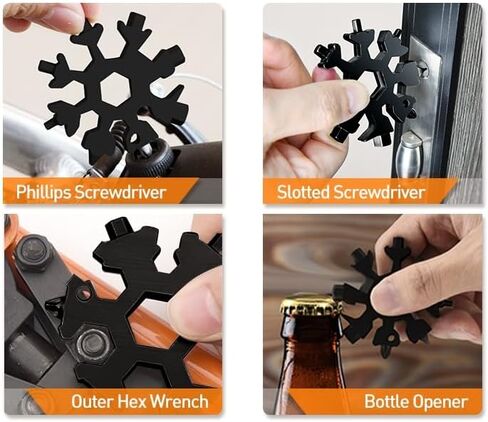 Gifts for Men 19 in 1 Snowflake Multitool, Stainless Steel Snowflake Multi Tool, Gadgets for Outdoor Travel Camping Daily-Black in Saudi Arabia