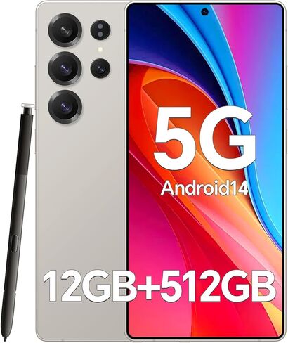 هواتف D25 Bulid-in غير مقفلة بالقلم، هاتف ذكي 5G Android 14، هواتف أندرويد 12 جيجابايت + 512 جيجابايت غير مقفلة، Snapdragon888، 5000 مللي أمبير، كاميرا 48 + 108 ميجابكسل، شاشة 6.9 بوصة عالية الدقة، بطاقة SIM مزدوجة + توسيع الذاكرة، رمادي in Kuwait