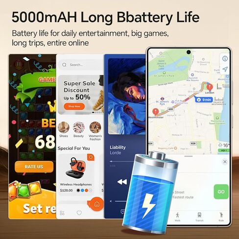 هواتف D25 Bulid-in غير مقفلة بالقلم، هاتف ذكي 5G Android 14، هواتف أندرويد 12 جيجابايت + 512 جيجابايت غير مقفلة، Snapdragon888، 5000 مللي أمبير، كاميرا 48 + 108 ميجابكسل، شاشة 6.9 بوصة عالية الدقة، بطاقة SIM مزدوجة + توسيع الذاكرة، رمادي in Kuwait