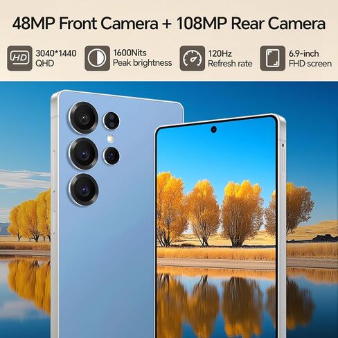 هواتف D25 Bulid-in غير مقفلة بالقلم، هاتف ذكي 5G Android 14، هواتف أندرويد 12 جيجابايت + 512 جيجابايت غير مقفلة، Snapdragon888، 5000 مللي أمبير، كاميرا 48 + 108 ميجابكسل، شاشة 6.9 بوصة عالية الدقة، بطاقة SIM مزدوجة + توسيع الذاكرة، رمادي in Kuwait