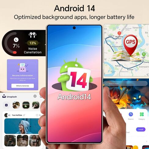هواتف D25 Bulid-in غير مقفلة بالقلم، هاتف ذكي 5G Android 14، هواتف أندرويد 12 جيجابايت + 512 جيجابايت غير مقفلة، Snapdragon888، 5000 مللي أمبير، كاميرا 48 + 108 ميجابكسل، شاشة 6.9 بوصة عالية الدقة، بطاقة SIM مزدوجة + توسيع الذاكرة، رمادي in Kuwait