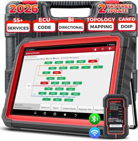 LAUNCH X431 PRO3S+ V5.0 Elite 2025 Upgraded Bidirectional Scan Tool, OEM Topology Map, Scan HD Trucks, ECU Coding, 55+ Services, Full System, CAN FD & DOIP, FCA AutoAuth, V.AG Guided, 2 Yrs Update in Saudi Arabia