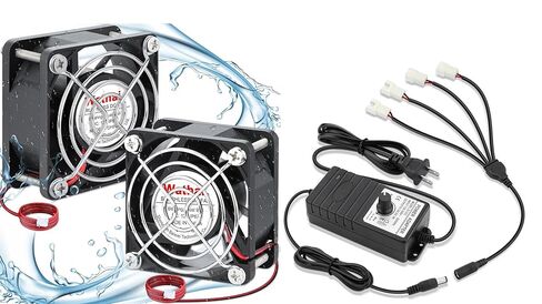 Wathai IP67 60mm x 25mm DC 12V Waterproof Small Fan Dual Ball High Speed with 2 Pin Splitter Speed Controller 36W 3A Adjustable Power Supply in Saudi Arabia